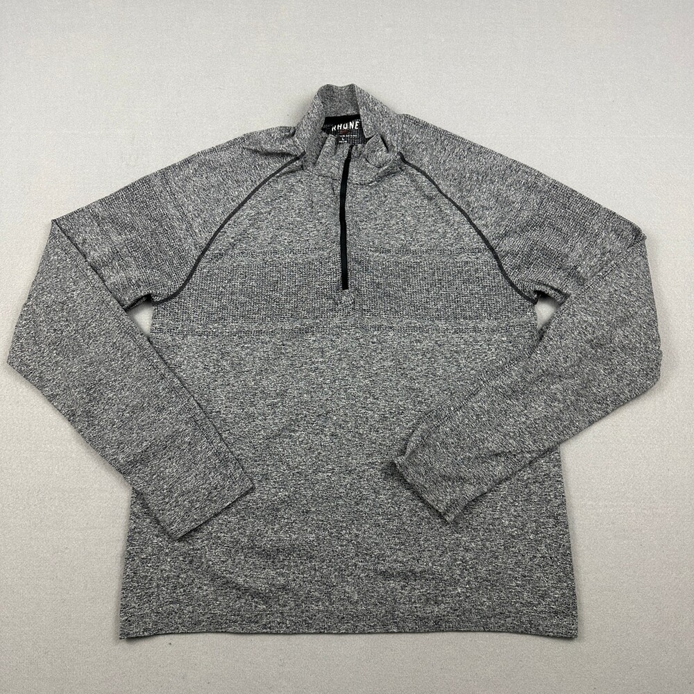 Rhone Sweater Men Large Gray Heather 1/4 Zip Pullover Top Long Sleeve Pullover L